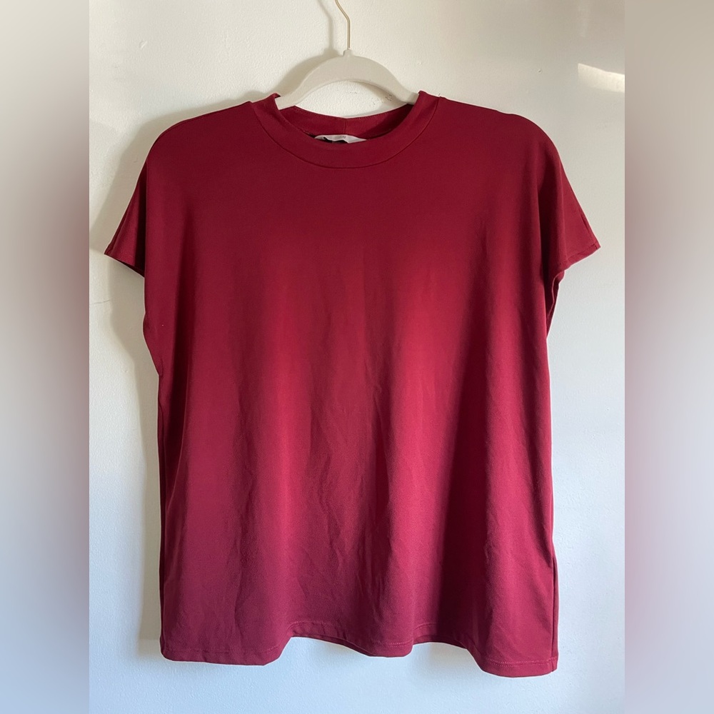 Silk Short-Sleeved t-Shirt Loose Half Sleeve Size red